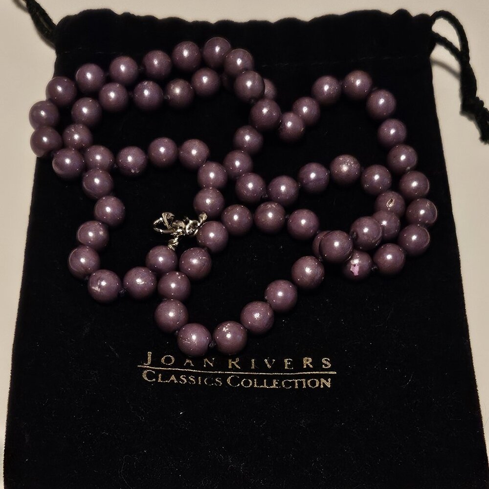 Joan River Heavy Purple Bead Necklace 30" Total Length in Bag